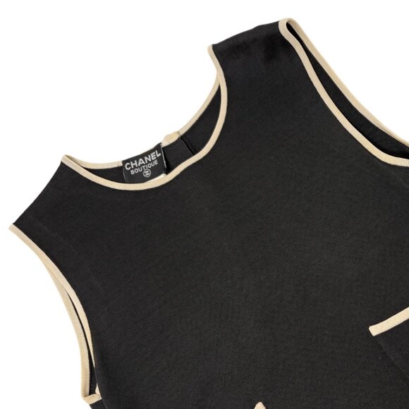 CHANEL Vintage 96C CC Mark Long One-piece Dress #40 Black [106478] - Picture 6 of 14